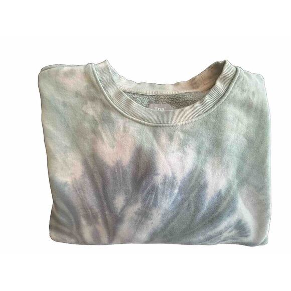 TNA Cozy AF Fleece Sweatshirt 1 Tie Dye Green Purple Aritzia XS S Oversized - Picture 4 of 5